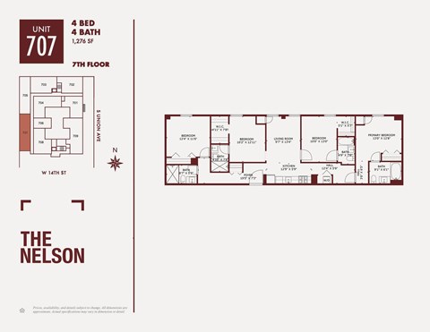 Floor plan for 4 beds, 4 baths, 1360 sqft